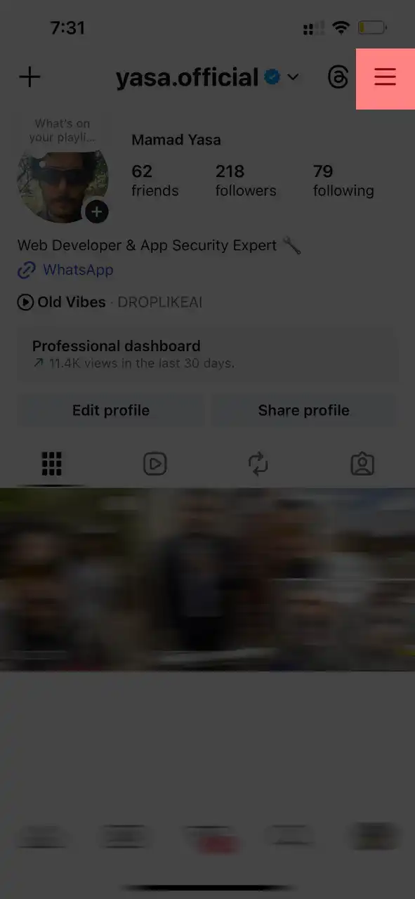 آموزش مرحله اول: ورود به بخش تنظیمات اینستاگرام