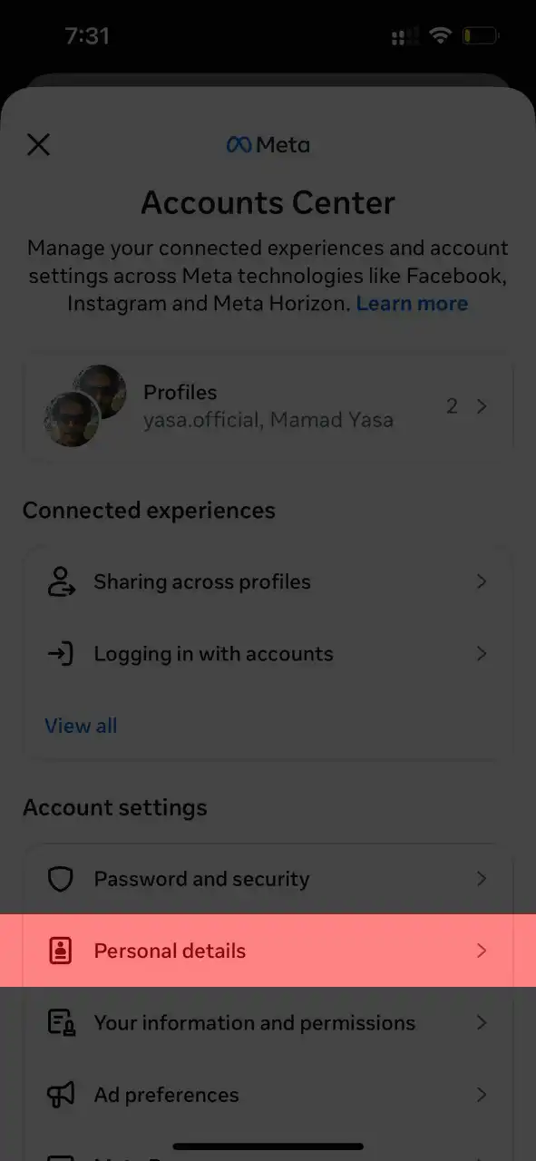 آموزش مرحله سوم: بخش Personal Details