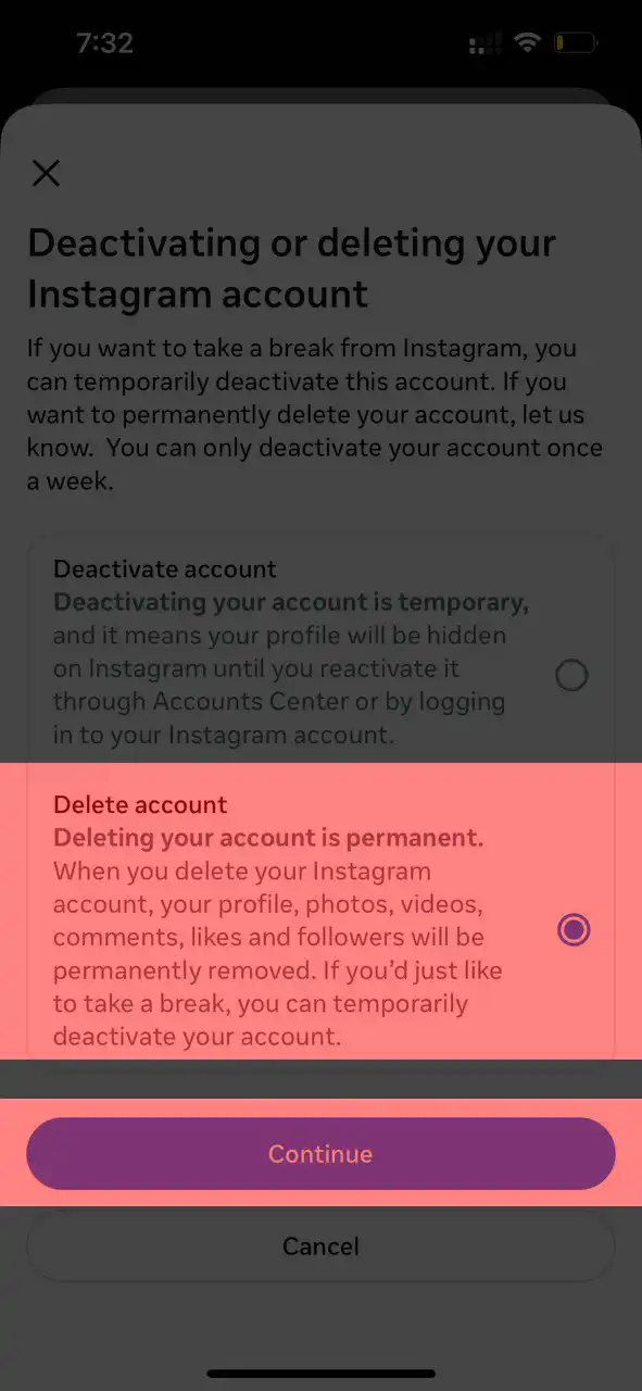 آموزش مرحله ششم: Delete Account